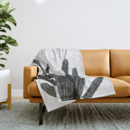 Black and White Cactus Throw Blanket Gallery Image 1