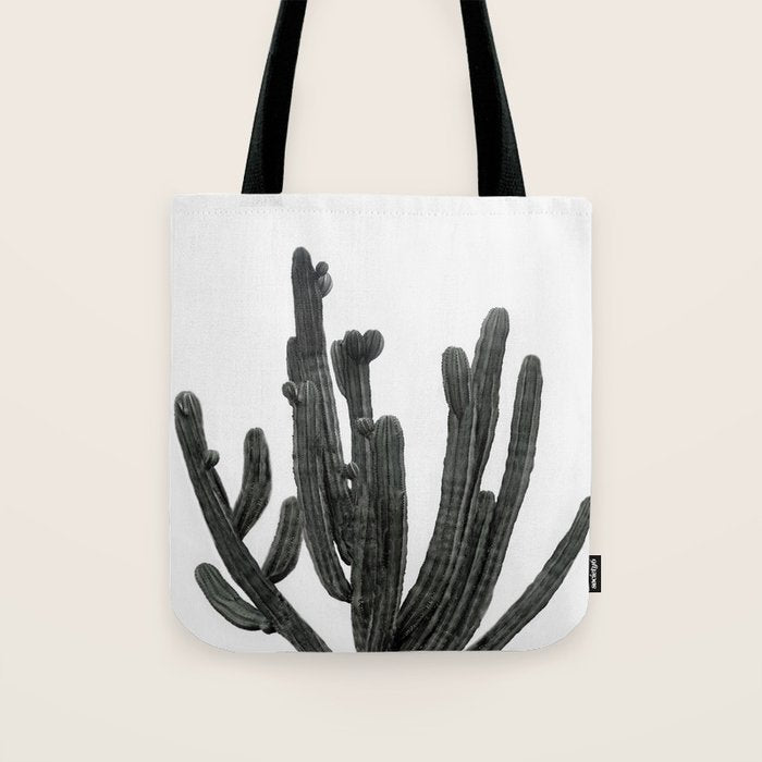 Black and White Cactus Tote Bag Gallery Image 1