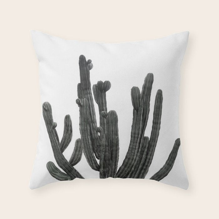 Black and White Cactus Throw Pillow Gallery Image 6