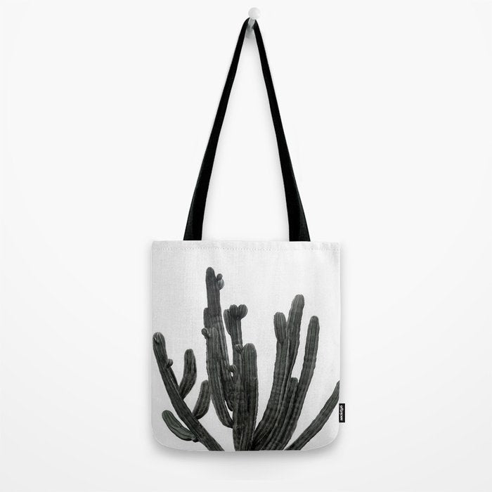 Black and White Cactus Tote Bag Gallery Image 2