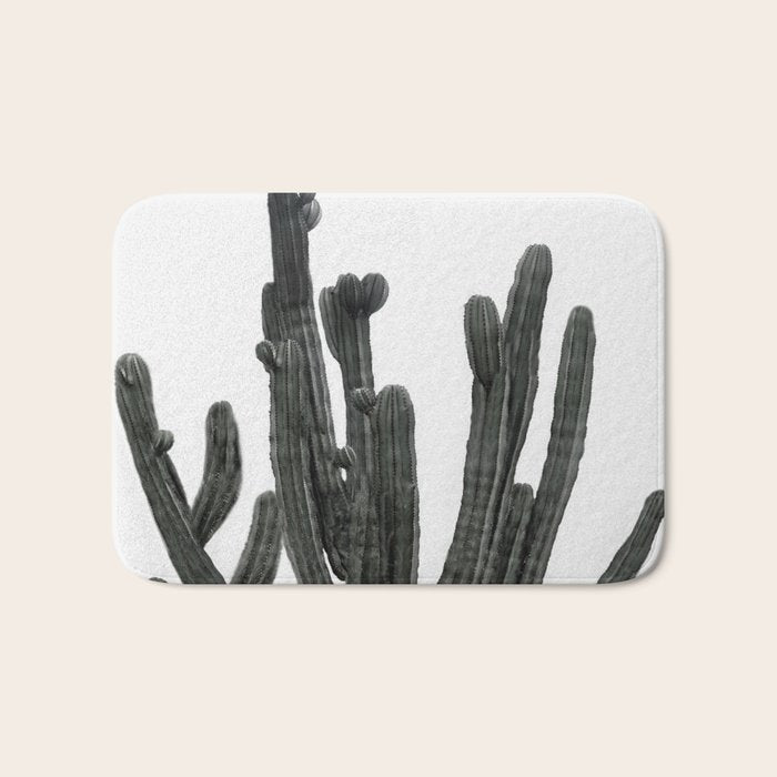 Black and White Cactus Bath Mat Gallery Image 1