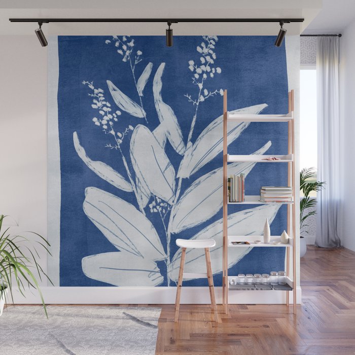 minimal plant 24/Blue Wall Mural Gallery Image 1