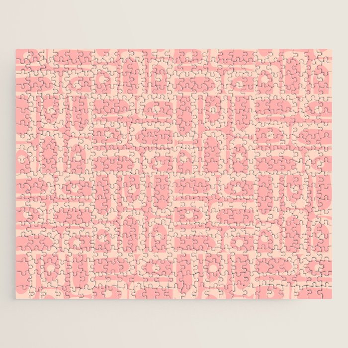 Mid Century Modern Piquet Multi Abstract Geometric Pattern in Pale Blush Pink Jigsaw Puzzle Gallery Image 1