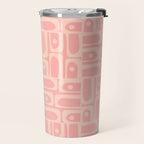 Mid Century Modern Piquet Multi Abstract Geometric Pattern in Pale Blush Pink Travel Mug Gallery Image 2