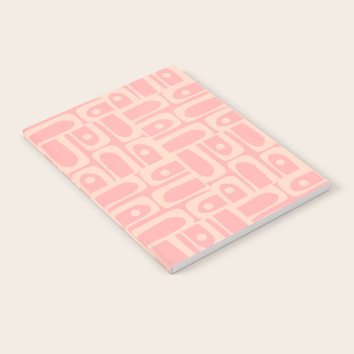 Mid Century Modern Piquet Multi Abstract Geometric Pattern in Pale Blush Pink Notebook Gallery Image 2