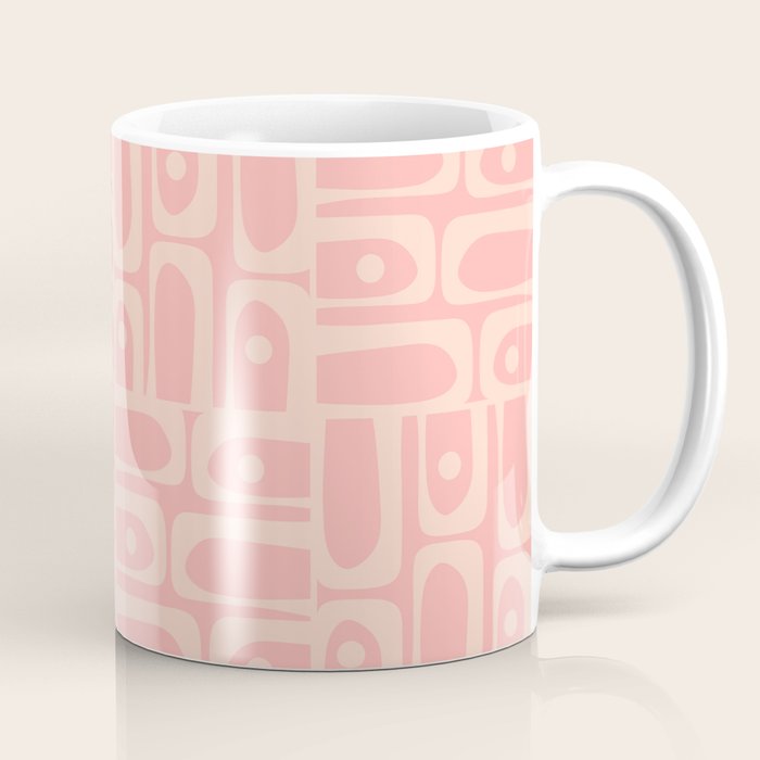 Mid Century Modern Piquet Multi Abstract Geometric Pattern in Pale Blush Pink Coffee Mug Gallery Image 1