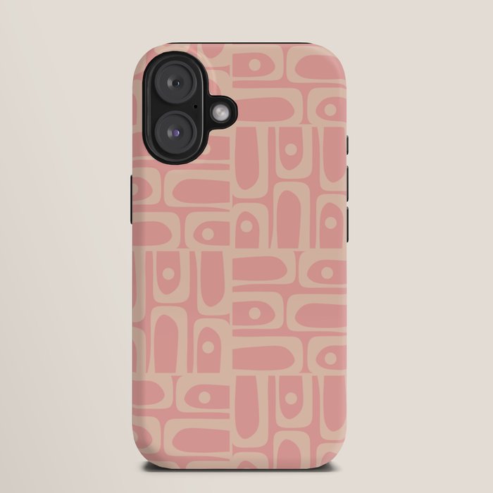 Mid Century Modern Piquet Multi Abstract Geometric Pattern in Pale Blush Pink iPhone Case Gallery Image 9