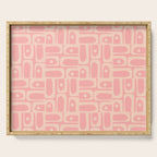 Mid Century Modern Piquet Multi Abstract Geometric Pattern in Pale Blush Pink Serving Tray Gallery Image 1