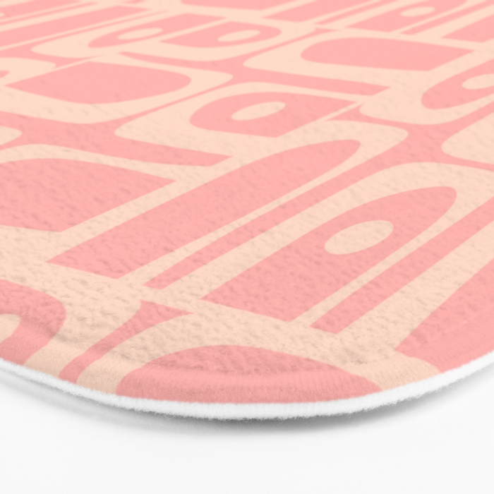Mid Century Modern Piquet Multi Abstract Geometric Pattern in Pale Blush Pink Bath Mat Gallery Image 3