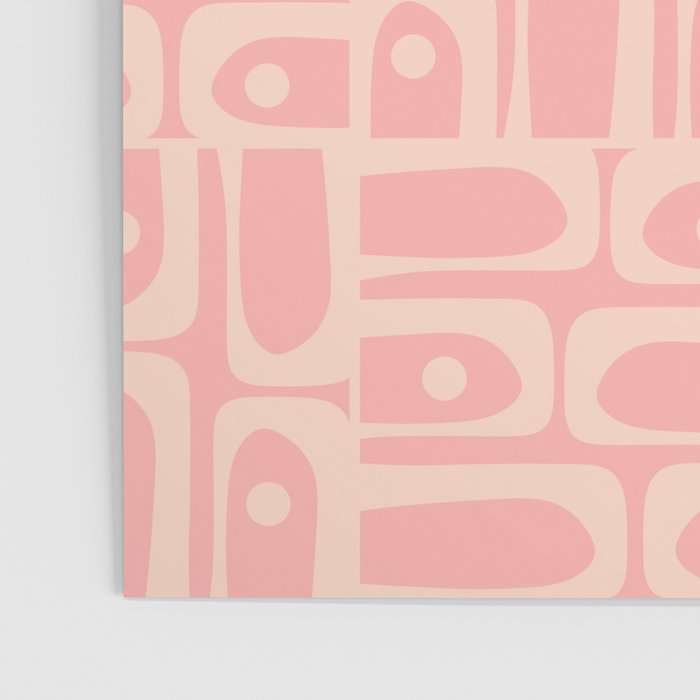 Mid Century Modern Piquet Multi Abstract Geometric Pattern in Pale Blush Pink Poster Gallery Image 3