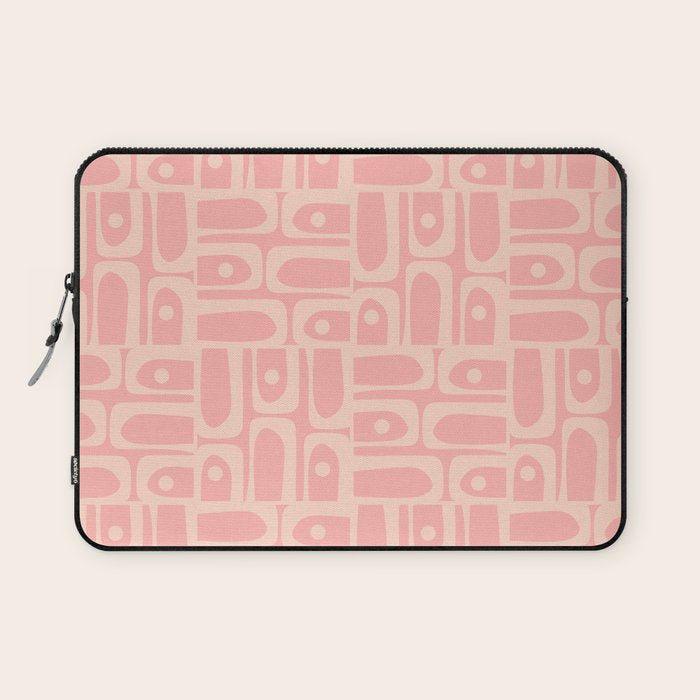 Mid Century Modern Piquet Multi Abstract Geometric Pattern in Pale Blush Pink Laptop Sleeve Gallery Image 1