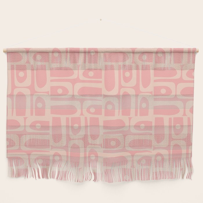 Mid Century Modern Piquet Multi Abstract Geometric Pattern in Pale Blush Pink Wall Hanging Gallery Image 1