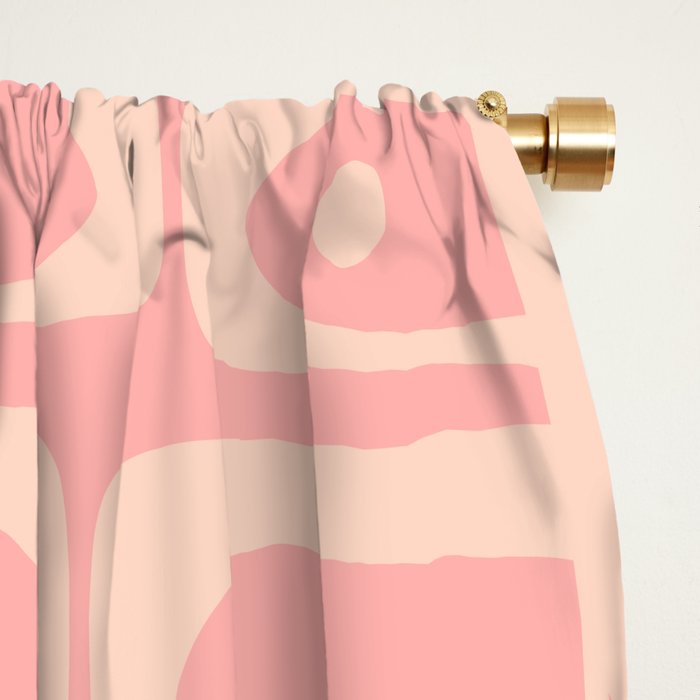 Mid Century Modern Piquet Multi Abstract Geometric Pattern in Pale Blush Pink Window Curtain Gallery Image 2