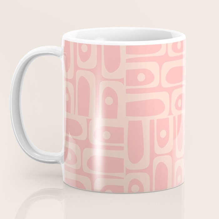 Mid Century Modern Piquet Multi Abstract Geometric Pattern in Pale Blush Pink Coffee Mug Gallery Image 3