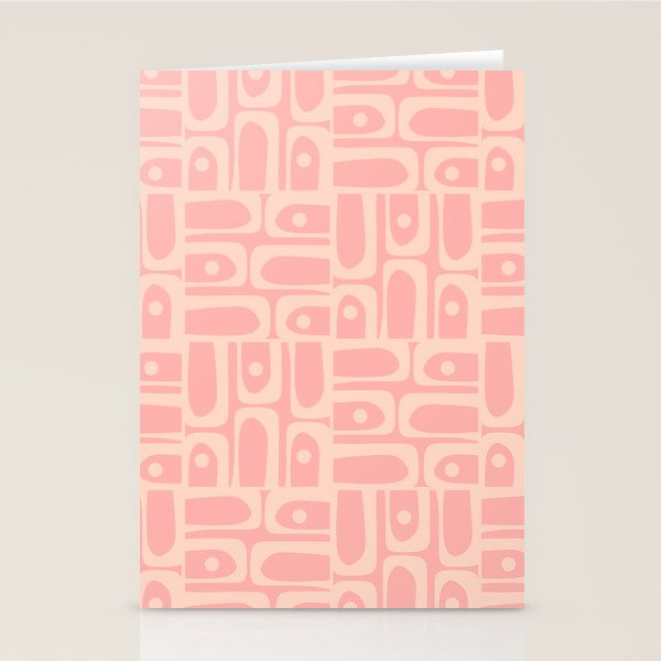 Mid Century Modern Piquet Multi Abstract Geometric Pattern in Pale Blush Pink Stationery Card Gallery Image 2