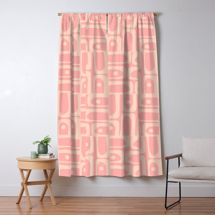Mid Century Modern Piquet Multi Abstract Geometric Pattern in Pale Blush Pink Window Curtain Gallery Image 5