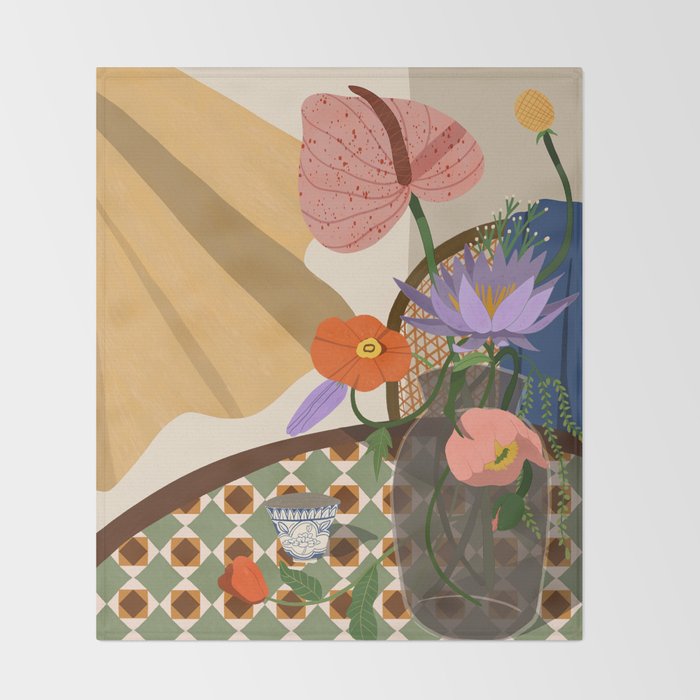 Flowers on the Dining Table. Throw Blanket Gallery Image 2