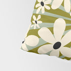 Retro Psychedelic Daisy Flower - Green Color Pillow Sham Gallery Image 4
