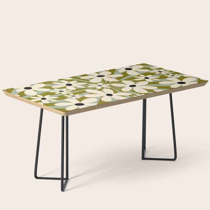 Retro Psychedelic Daisy Flower - Green Color Coffee Table Gallery Image 1