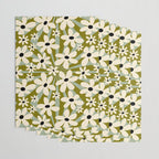Retro Psychedelic Daisy Flower - Green Color Wrapping Paper Gallery Image 3