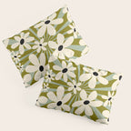 Retro Psychedelic Daisy Flower - Green Color Pillow Sham Gallery Image 3