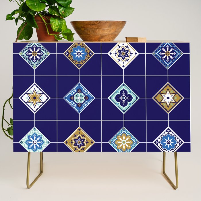 Talavera Mexican Tile - Navy & Bronze Palette Credenza Gallery Image 1