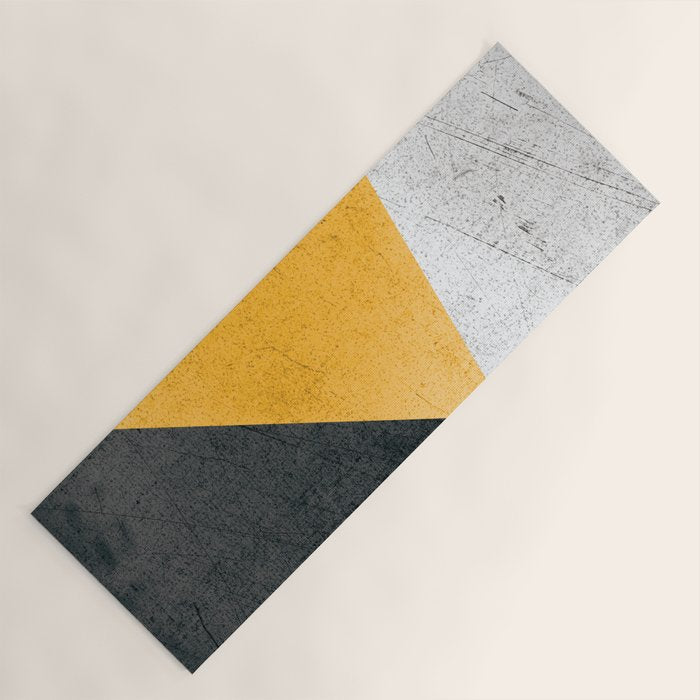 Modern Yellow & Black Geometric Yoga Mat Gallery Image 1