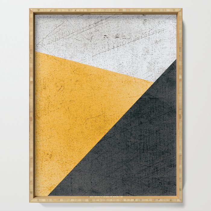 Modern Yellow & Black Geometric Serving Tray Gallery Image 1