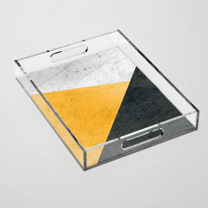Modern Yellow & Black Geometric Acrylic Tray Gallery Image 1