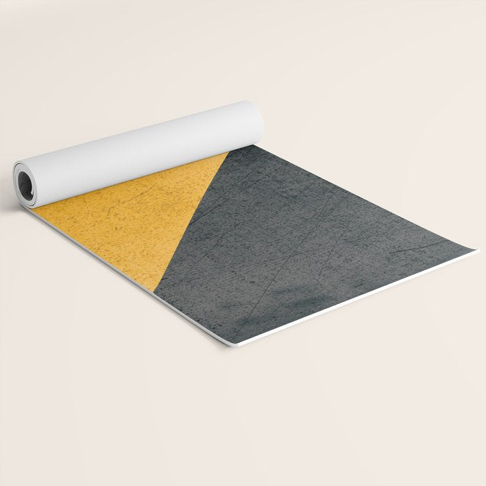 Modern Yellow & Black Geometric Yoga Mat Gallery Image 2