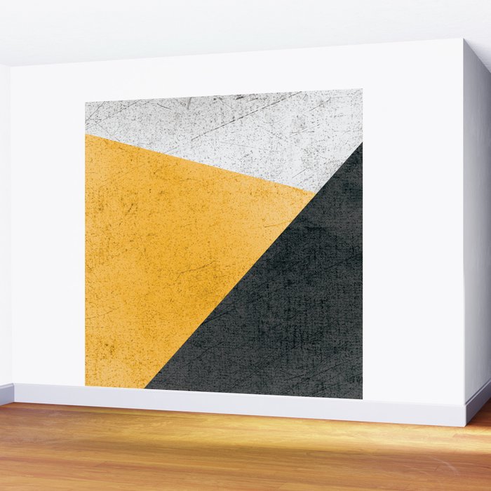 Modern Yellow & Black Geometric Wall Mural Gallery Image 2