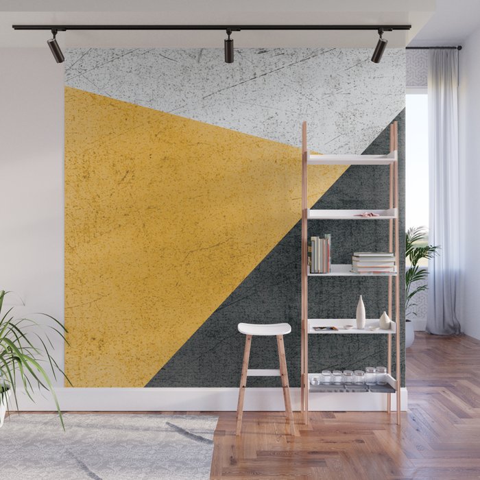 Modern Yellow & Black Geometric Wall Mural Gallery Image 1