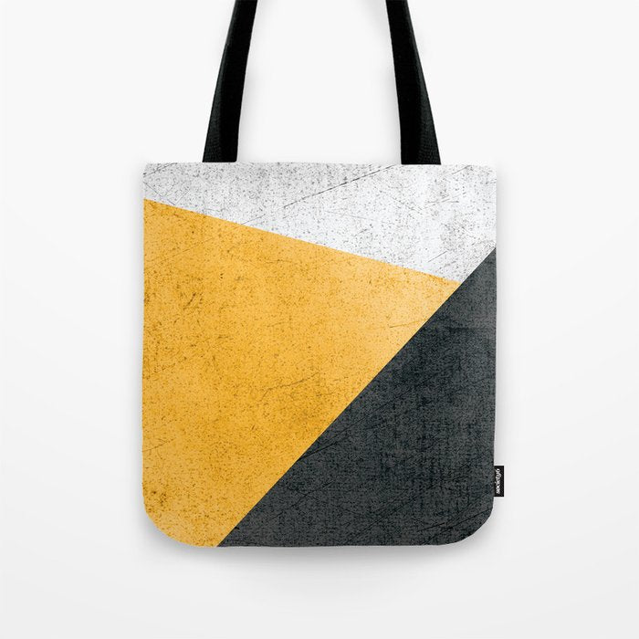 Modern Yellow & Black Geometric Tote Bag Gallery Image 1