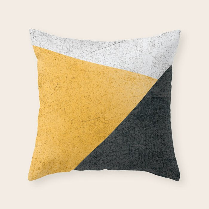 Modern Yellow & Black Geometric Throw Pillow Gallery Image 6