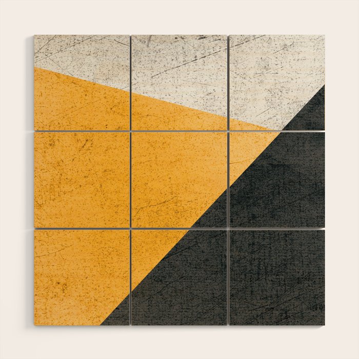 Modern Yellow & Black Geometric Wood Wall Art Gallery Image 1