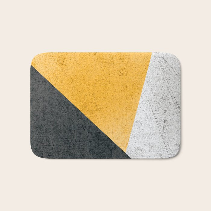 Modern Yellow & Black Geometric Bath Mat Gallery Image 1