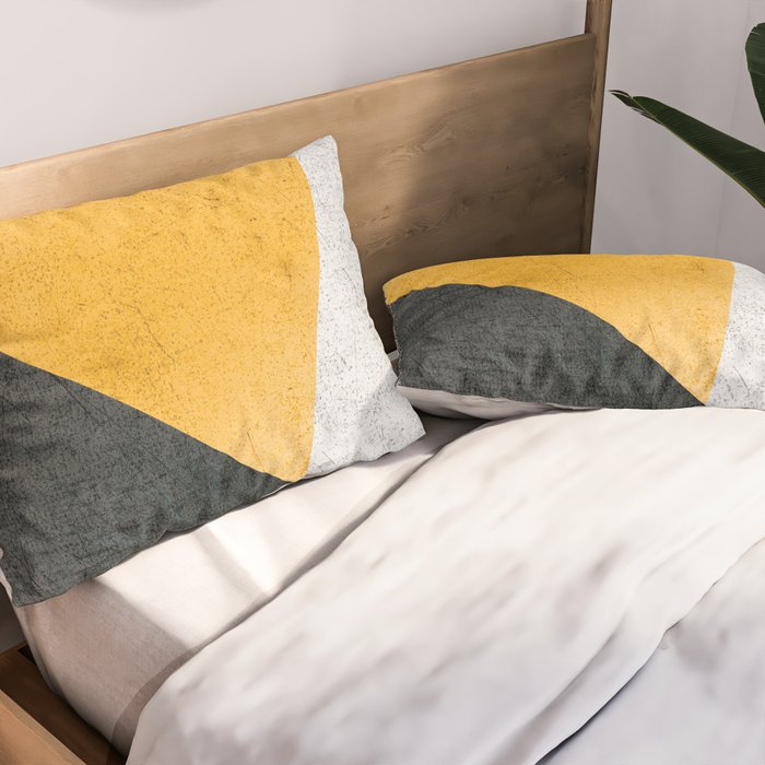 Modern Yellow & Black Geometric Pillow Sham Gallery Image 2