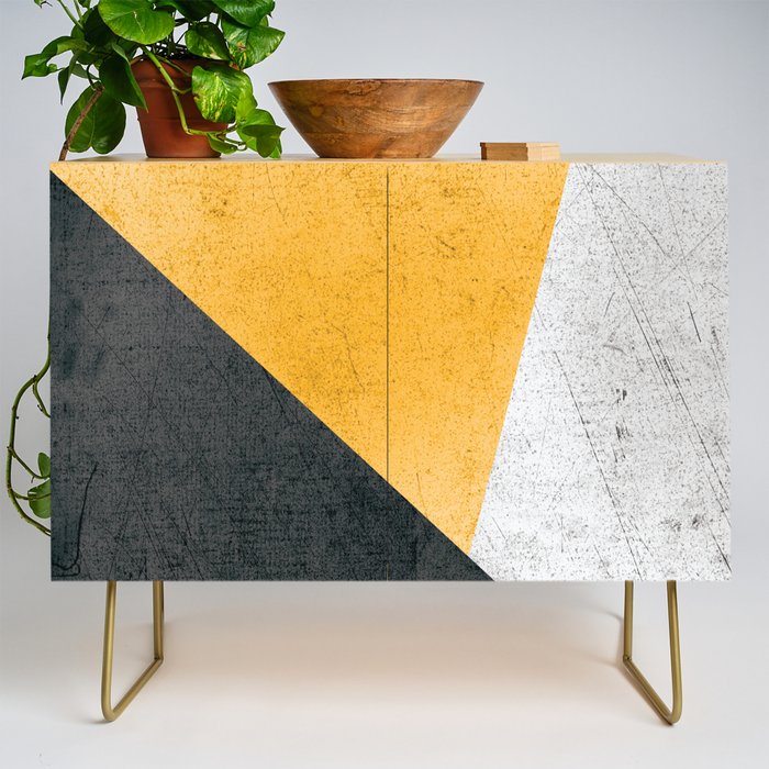 Modern Yellow & Black Geometric Credenza Gallery Image 1