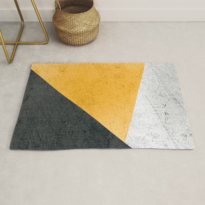 Modern Yellow & Black Geometric Rug Gallery Image 1