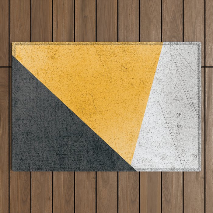 Modern Yellow & Black Geometric Outdoor Rug Gallery Image 1