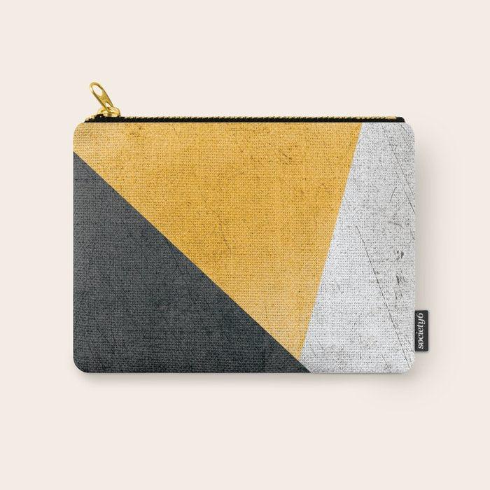 Modern Yellow & Black Geometric Carry All Pouch Gallery Image 1