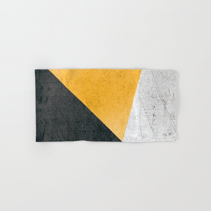 Modern Yellow & Black Geometric Bath Towel Gallery Image 1