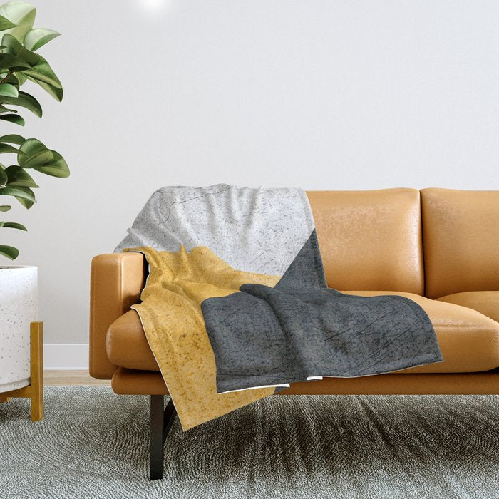Modern Yellow & Black Geometric Throw Blanket Gallery Image 1