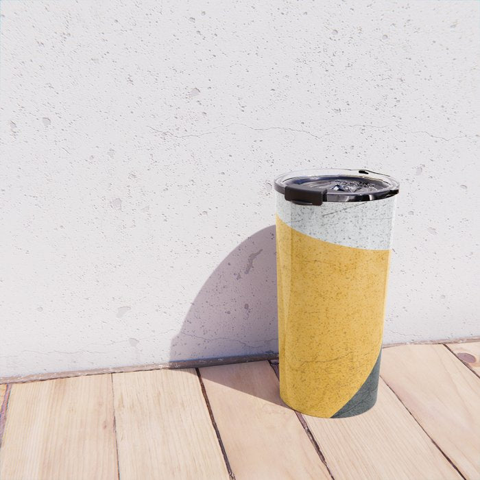 Modern Yellow & Black Geometric Travel Mug Gallery Image 4