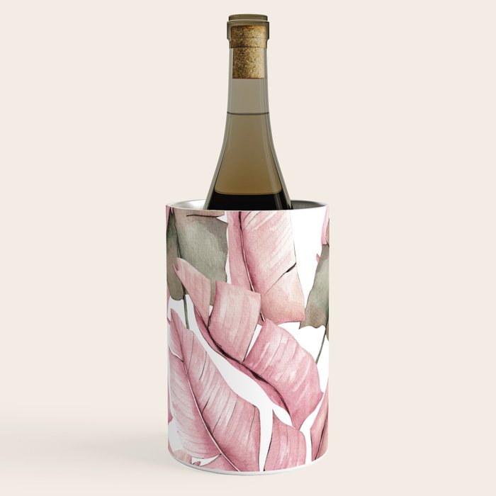 Tropical Banana Leaves, Watercolor Prints Wine Chiller Gallery Image 1