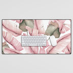 Tropical Banana Leaves, Watercolor Prints Desk Mat Gallery Image 1