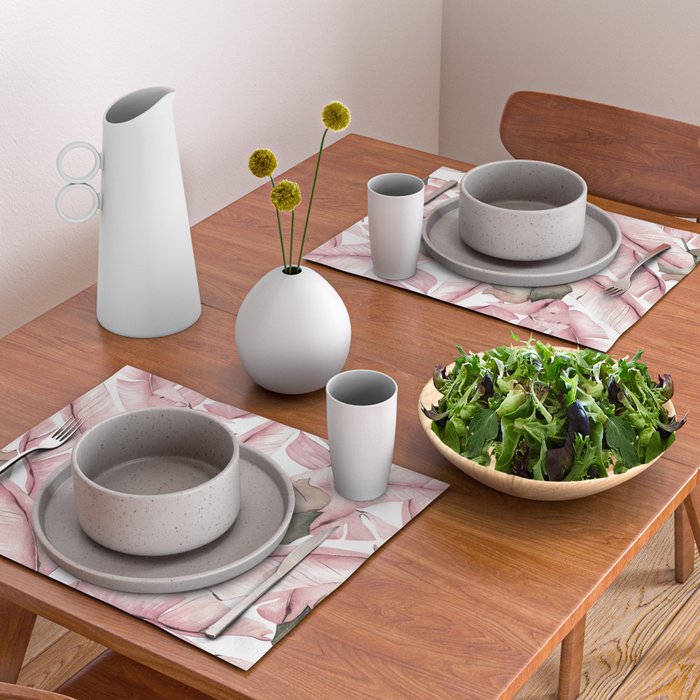 Tropical Banana Leaves, Watercolor Prints Placemat Gallery Image 2