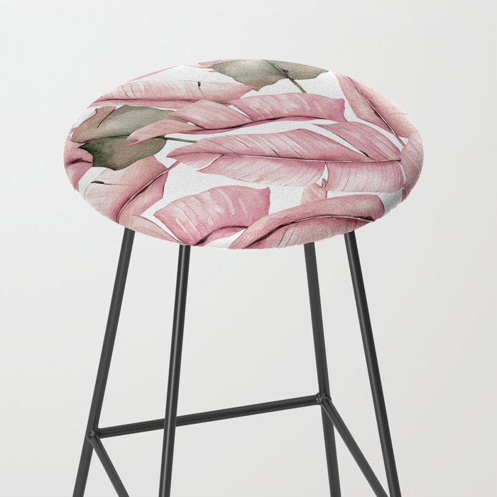 Tropical Banana Leaves, Watercolor Prints Stool Gallery Image 2