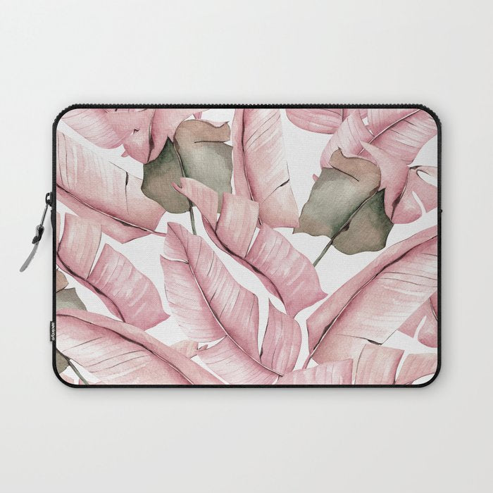 Tropical Banana Leaves, Watercolor Prints Laptop Sleeve Gallery Image 1