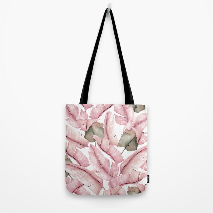 Tropical Banana Leaves, Watercolor Prints Tote Bag Gallery Image 2